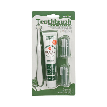 Oral Hygiene Kit For Cats And Dogs 3 Piece Set With Dual Ended Toothbrush, Finger Brush, And Poultry Flavor Tube Of Toothpaste Remove Plaque Tartar Buildup