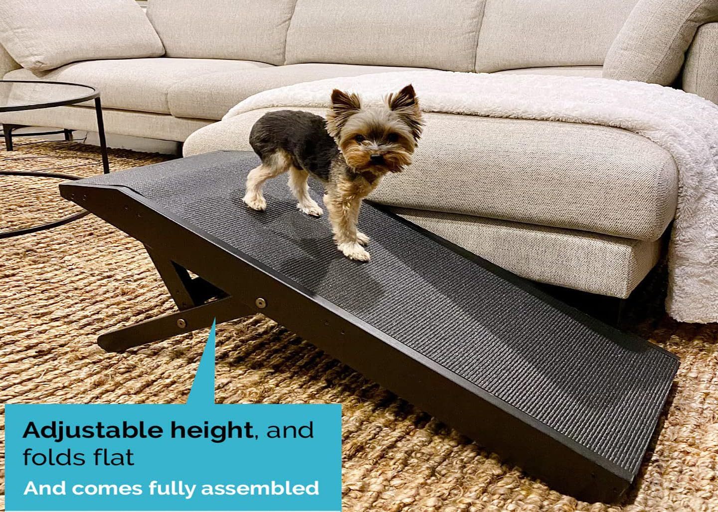 Youfun Adjustable Dog Ramp For Bed Small Dog & Large Dogs - 24 H Folding Dachshund Ramp Hardwood Pet Ramp For Couch With Platform Top   Anti-Slip Surface - 47  L Dog Ramps For Medium Dogs & Old Cats