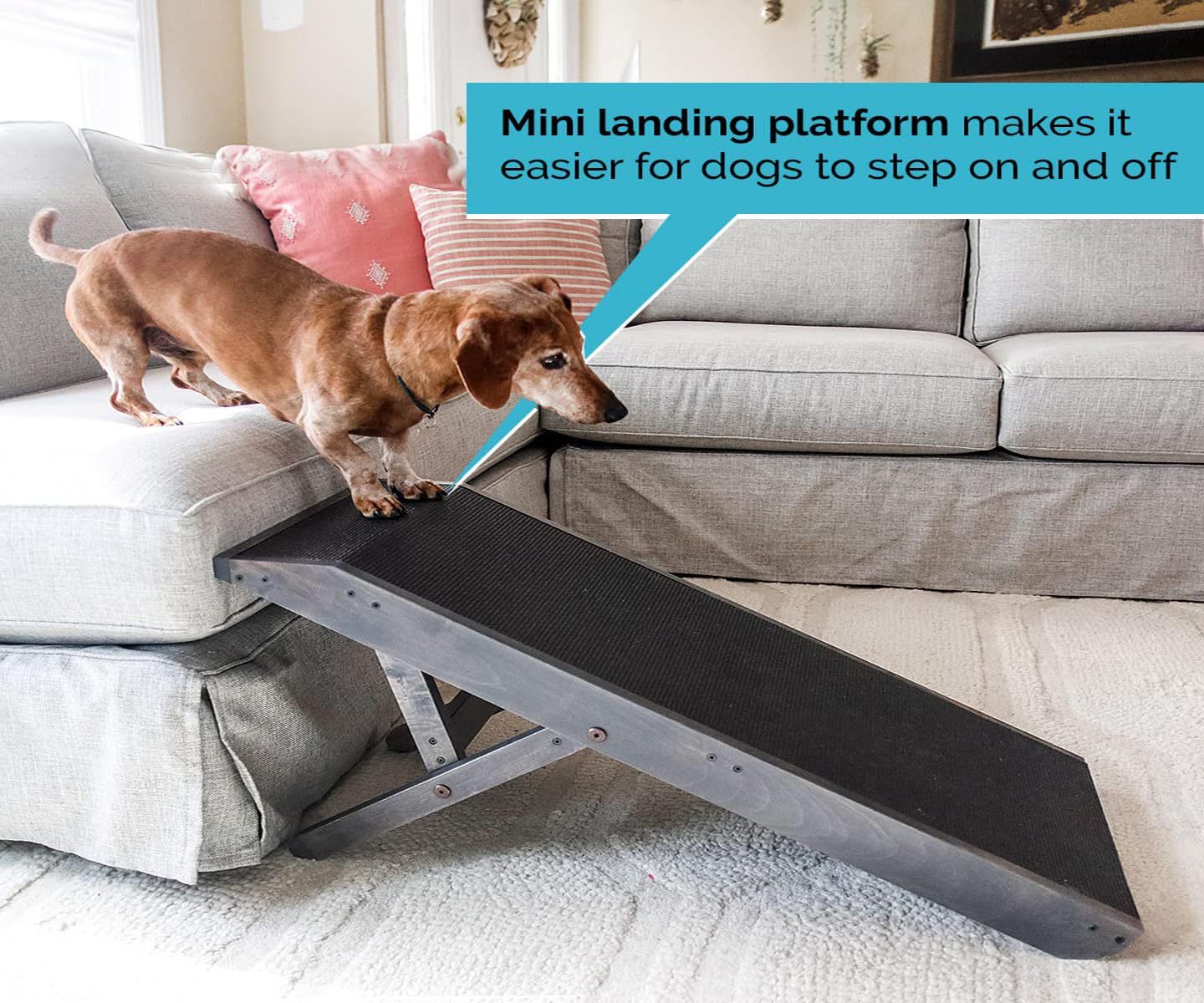 Youfun Adjustable Dog Ramp For Bed Small Dog & Large Dogs - 24 H Folding Dachshund Ramp Hardwood Pet Ramp For Couch With Platform Top   Anti-Slip Surface - 47  L Dog Ramps For Medium Dogs & Old Cats