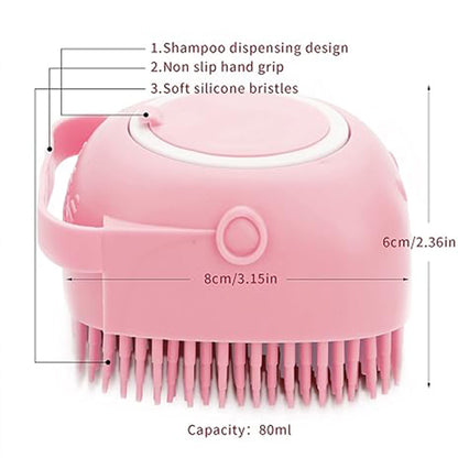 Dog Cat Bath Brush Comb Silicone Rubber Dog  Puppy Massage Brush Hair Fur Grooming Cleaning Brush Soft Shampoo Dispenser