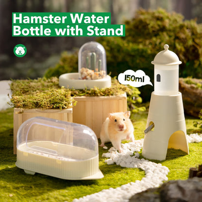 MEWOOFUN Hamster Water Bottle With Stand & Hideout Space 150ml Convenient And Comfortable Solution For Dwarf Hamsters Gerbil